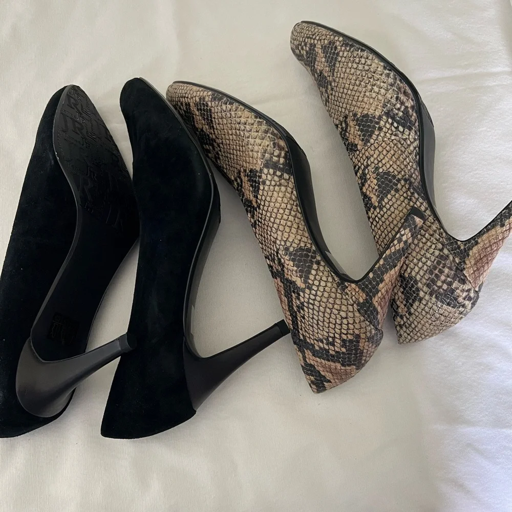 J.Renee Black Suede and Snake Print High Heels - Picture 6 of 7